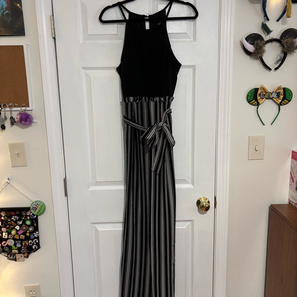 Kohl's Black and Silver Sleeveless Halter Jumpsuit